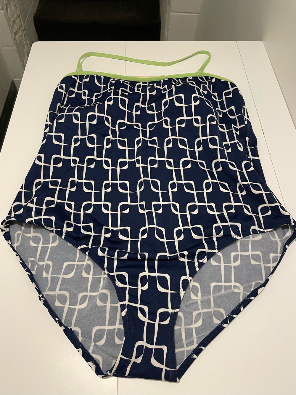Sand N Sun Brand Women's 2XL 18/20 Blue & White Geometric Print Swimsuit